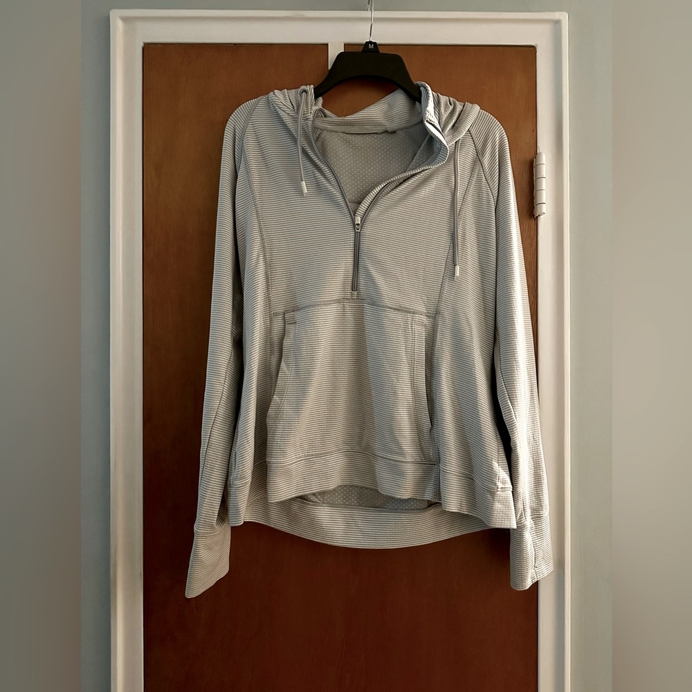 Athleta grey long sleeve workout hoodie, size large.